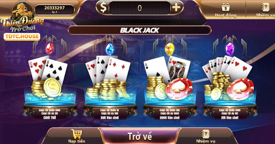 Game bài TDTC Balckjack mang đến cho người chơi những giây phút giải trí hấp dẫn