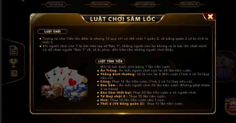 Luật chơi Game Bài Sâm tại cổng game TDTC